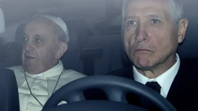 El Papa Francisco, a su llegada a Santa María La Mayor.