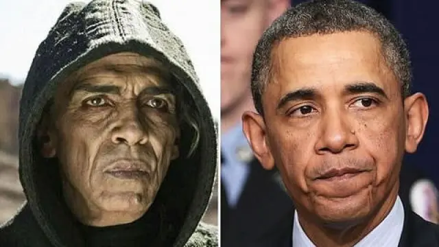 El parecido físico entre el personaje del demonio de la serie La Biblia y Obama.