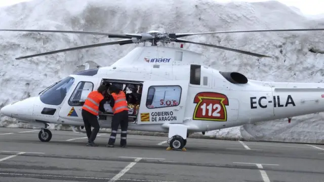 La menor fue trasladada de urgencia a Zaragoza en helicóptero