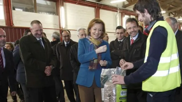 Rudi en la inauguración de la central de producción de biomasa en Ansó.