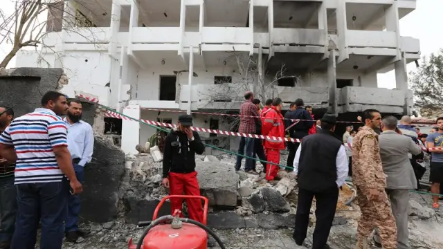 Embajada francesa en Trípoli, tras el ataque