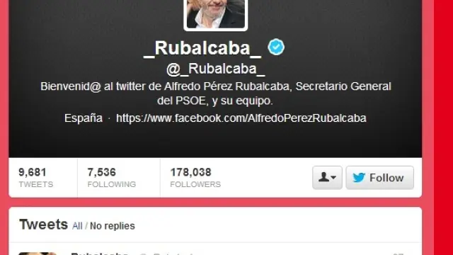 Imagen del 'tuit' de Rubalcaba