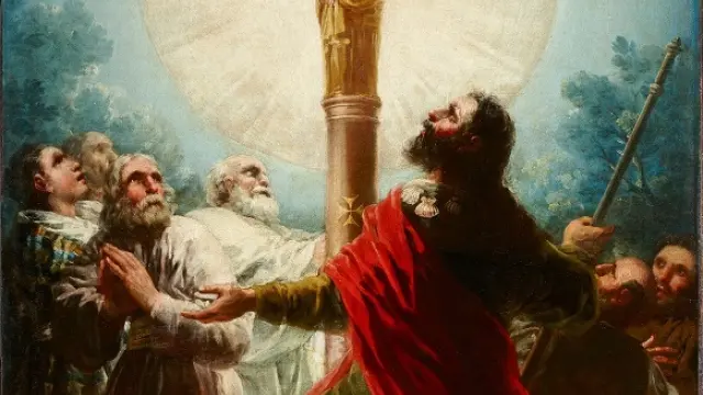 'El apóstol Santiago y sus discípulos adorando a la Virgen del Pilar'