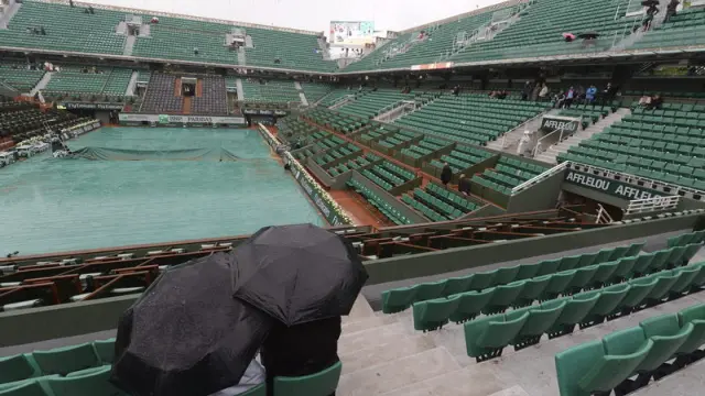 La luvia agua la jornada en Roland Garros