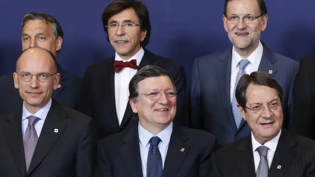 Enrico Letta, Jose Manuel Barroso, Nicos Anastasiades, Viktor Orban, Elio Di Rupo, y Mariano Rajoy