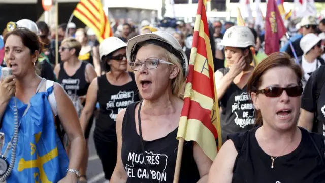 Las mujeres de los mineros se manifestaron este sábado en Madrid