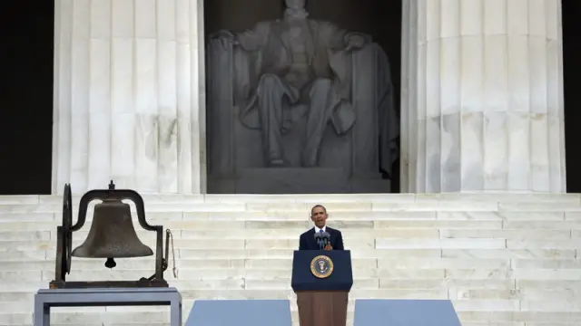 Obama, ante el monumento a Lincoln