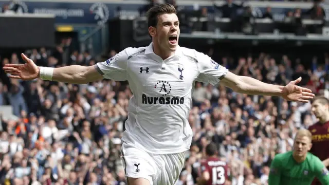 Gareth Bale celebra un gol con el Tottenham