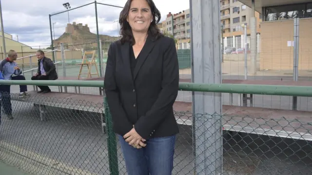 Conchita Martínez, en una visita a Monzón.
