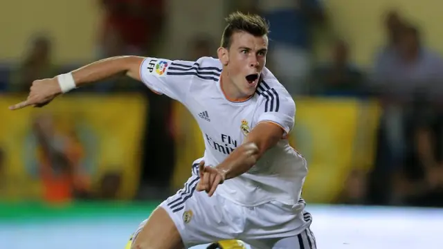 Bale celebra el primer gol del Madrid