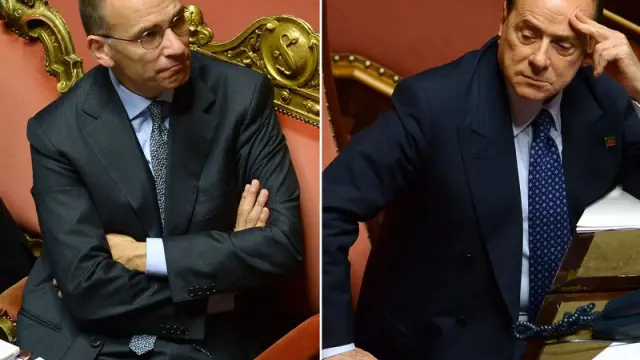 Combo de imágenes de Letta y Berlusconi