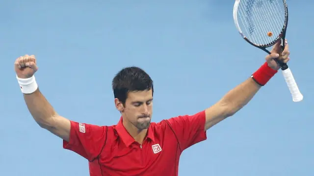 Djokovic celebra su victoria ante Nadal