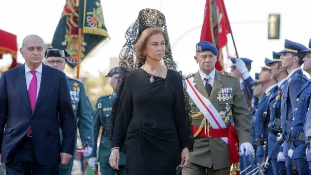 La Reina Sofía, que  presidió los actos centrales del Día de la Guardia Civil