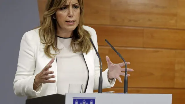 Susana Díaz, durante la rueda de prensa