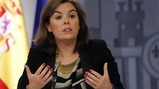 Soraya Sáenz de Santamaria durante la rueda de prensa del Consejo de Ministros