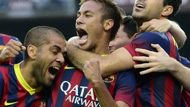 Neymar celebra un gol del Barcelona