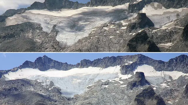 El glaciar de la Maladeta en 1999 y 2007