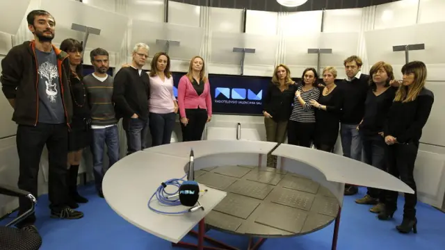 Trabajadores de Telemadrid muestran su solidaridad con sus compañeros de RTVV