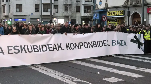 Cabecera de la manifestación de Bilbao