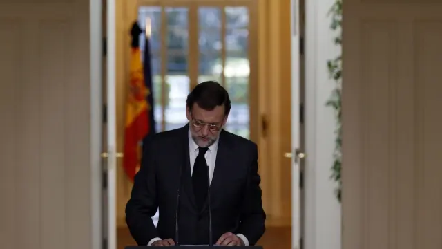 Mariano Rajoy lamenta la muerte de Suárez en el Palacio de la Moncloa