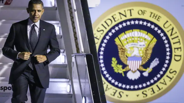 El presidente estadounidense, Barack Obama llega el martes 25 de marzo, al aeropuerto de Bruselas