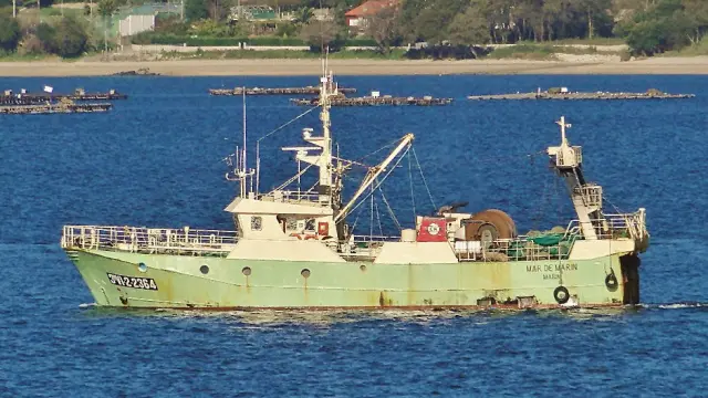El pesquero "Mar de Marín", que esta madrugada se ha hundido tras colisionar con un carguero