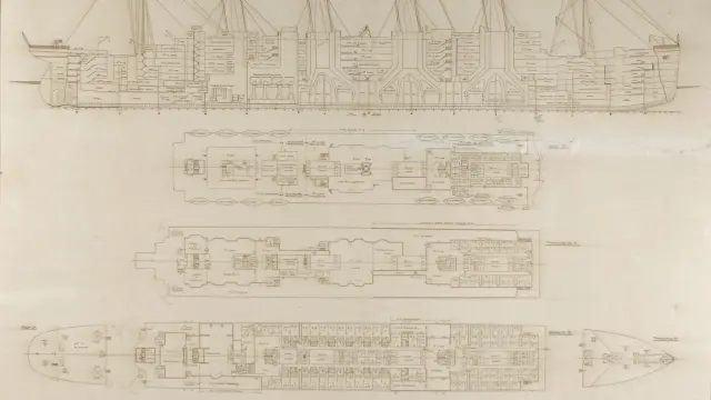 Los planos originales del Titanic, que fueron usados en la investigación sobre su hundimiento.