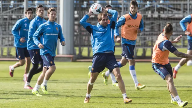 Barkero, en un reciente entrenamiento del Real Zaragoza