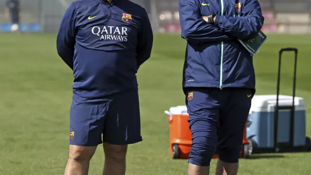 Tata Martino, en el entrenamiento del Barcelona