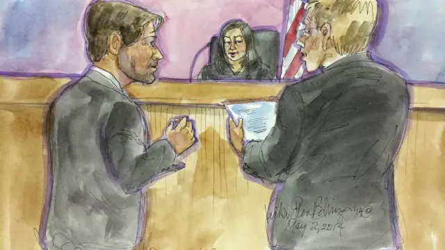 Dibujo de los abogados de Apple y Samsung, durante el juicio