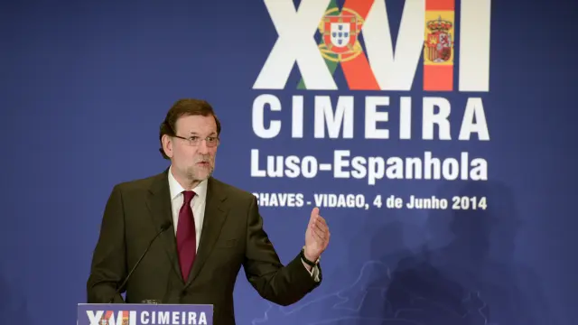 Mariano Rajoy, durante la rueda de prensa conjunta con el primer ministro de Portugal, Pedro Passos.