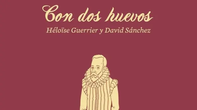 Cervantes con dos huevos, en la portada del libro