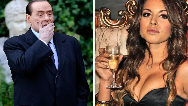 Combo de imágenes de Berlusconi y la joven conocida como Ruby