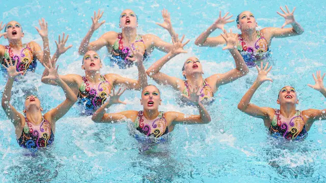 Integrantes del equipo español de natación sincronizada