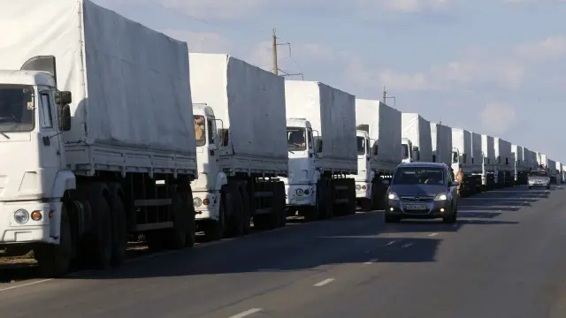 Camiones rusos en territorio ucraniano