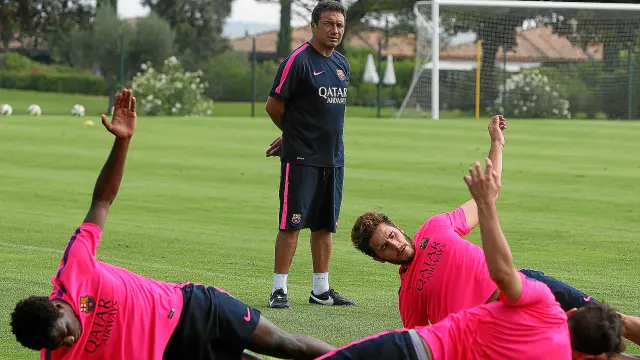 Eusebio dirige una sesión de entrenamiento del filial del Barça