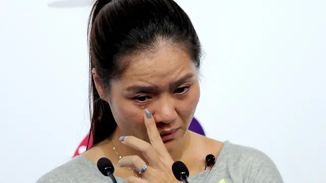 La tenista Li Na, durante la rueda de prensa