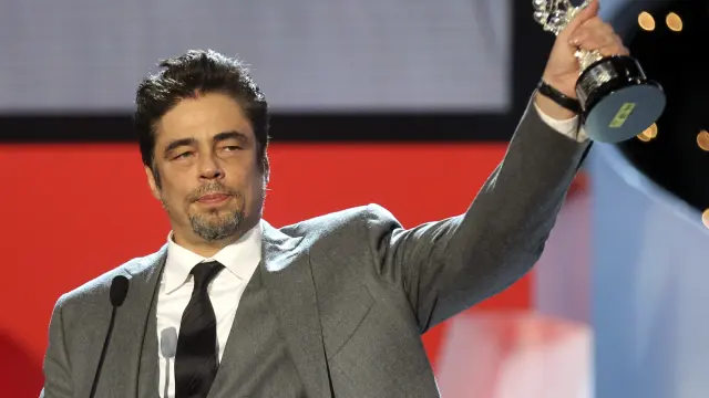 Benicio del Toro cuando recogió el premio 'Donosti'