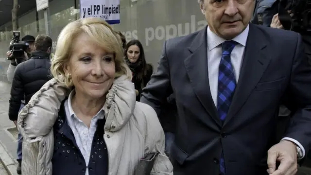 Esperanza Aguirre en la sede del PP