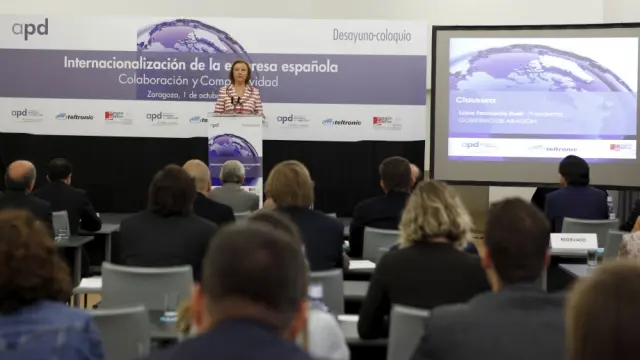 Luisa Fernanda Rudi, este miércoles en el Encuentro Internacional de delegados de Aragón Exterior.