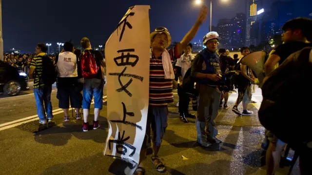 Manifestantes en el centro de Hong Kong