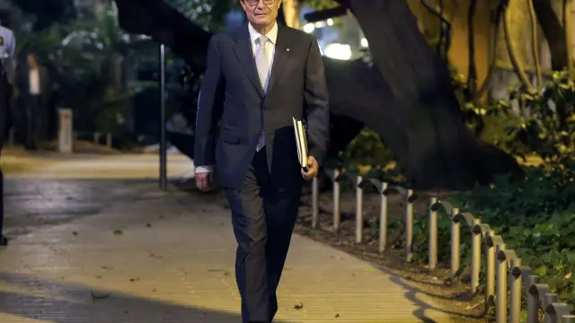 El presidente de la Generalitat, Artur Mas, a su salida de la reunión