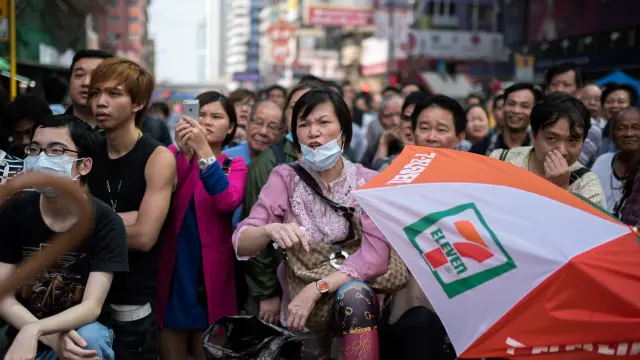 Manifestantes en Hong Kong, la pasada madrugada