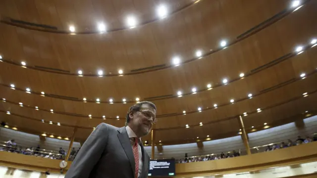 Mariano Rajoy a su llegada a la sesión de control en el Senado
