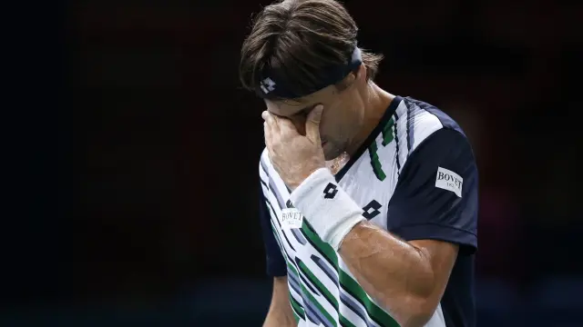 David Ferrer tras perder un punto ante Nishikori