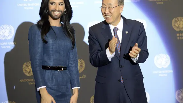 ​Ban Ki-moon y Conchita Wurst, juntos contra la homofobia