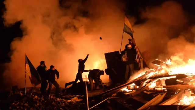 Protestas antigubernamentales en Kiev en febrero pasado.