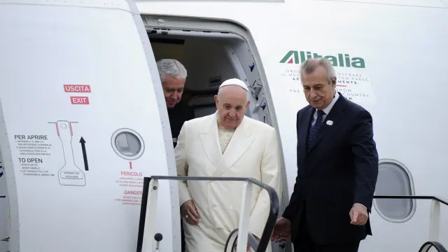 El Papa Francisco llega a Estrasburgo