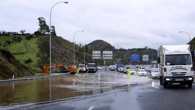 La autovía A-7 de Málaga tras el temporal