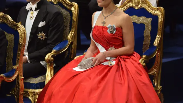 La princesa Victoria y su esposo en la ceremonia de entrega de los premios Nobel